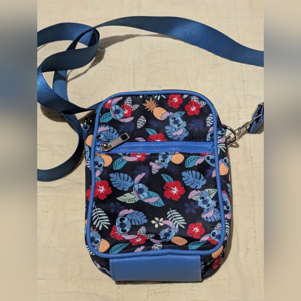 Lilo And Stitch Floral Crossbody Bag with Blue Accents